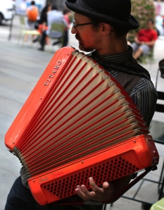 Matt Dallow playing accordion