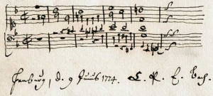 Harmonization of the family name by C. P. E. Bach