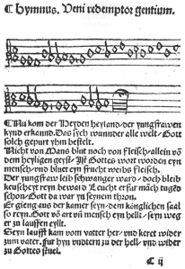 Nu kom der Heyden heyland in the Erfurt Enchiridion of 1524